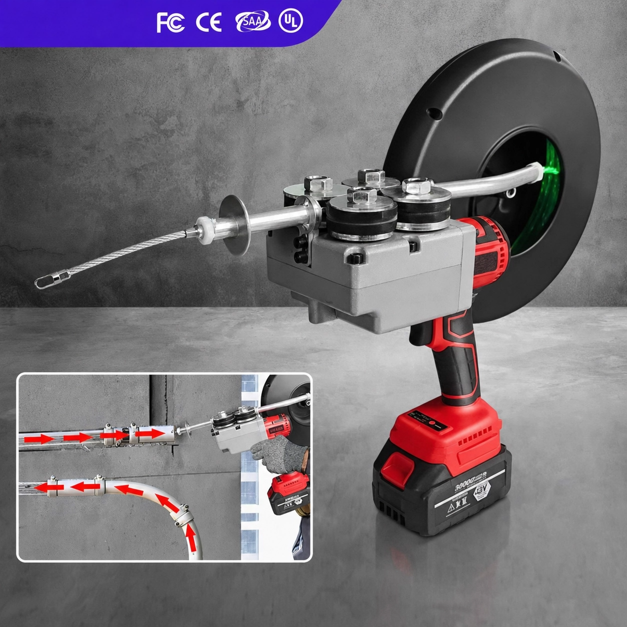 Electric wire puller in action